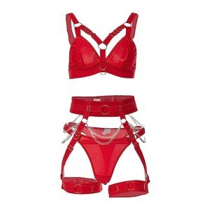 Red Lace Bodysuit and Lingerie Set for Women