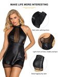 Plus Size Black Faux Leather Halter Dress