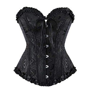 Black Lace Up Bustier Corset Top for Women