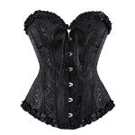 Black Lace Up Bustier Corset Top for Women