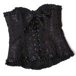 Black Lace Up Bustier Corset Top for Women