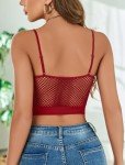 Avidlove Women's Fishnet Crop Top Bralette - Wine Red