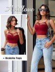 Avidlove Women's Fishnet Crop Top Bralette - Wine Red