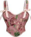 Pink Floral Women's Corset Top - Size 16