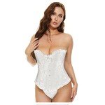 White Lace Up Overbust Corset Top for Women