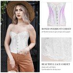 White Lace Up Overbust Corset Top for Women
