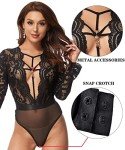 Lingerlove Women's Lace Bodysuit Teddy Deep V Neck