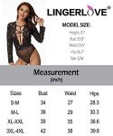 Lingerlove Women's Lace Bodysuit Teddy Deep V Neck