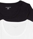 Amazon Essentials Women's Standard 2-Pack Slim-Fit Cap-Sleeve Scoopneck T-Shirt, Black/White, Large