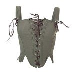Army Green Lace-Up Corset Top for Women