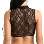 Sheer Lace Crop Top for Women - Black X-Large