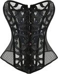 Lace Up Overbust Corset Bustier - Black Large