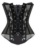 Lace Up Overbust Corset Bustier - Black Large