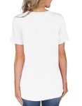 KISSMODA Womens Tops Casual Short Sleeve V Neck Curved Hem Cotton Tee Shirts Tshirts for Women White L