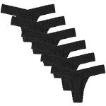 Pack of 6 Black Seamless Women's Thong Panties