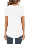 KISSMODA Womens Tops Casual Short Sleeve V Neck Curved Hem Cotton Tee Shirts Tshirts for Women White L
