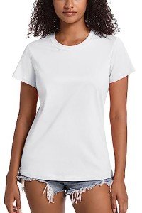 TACVASEN Women's T Shirts Cotton Tops Short Sleeve Tshirt Casual T-Shirt Casual Tshirts Shirts Summer Tees White M