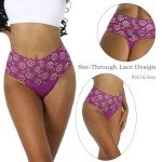 6 Pack High Waist Lace Thongs for Women
