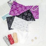 6 Pack High Waist Lace Thongs for Women