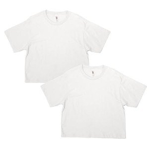 American Apparel Women's Fine Jersey Boxy T-Shirt, Style G102, 2-Pack, White (2-Pack), Small