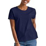 Hanes Womens Essentials Oversized T-Shirt Pack, Cotton Tee for Women, Relaxed Fit, 3-Pack, Athletic Navy, Medium