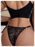 Lace G-String Thongs with Heart Ring Detail