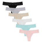 6 Pack Women’s Lace Thongs - Cheeky & Comfy