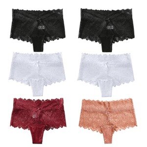 Cinvik Women's Red Lace High-Waisted Boyshorts