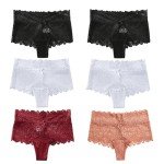 Cinvik Women's Red Lace High-Waisted Boyshorts