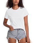 TACVASEN Women's T Shirts Cotton Tops Short Sleeve Tshirt Casual T-Shirt Casual Tshirts Shirts Summer Tees White M