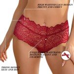 Cinvik Women's Red Lace High-Waisted Boyshorts