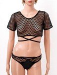 YOOJIA Women's Fishnet Lingerie Set in Black