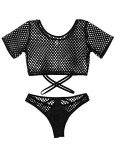 YOOJIA Women's Fishnet Lingerie Set in Black
