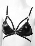 Wet Look Leather Lingerie Set with Cage Bra