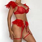 Red Lace Lingerie Set with Adjustable Bra