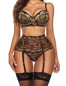 Avidlove Gold Lace Lingerie Set for Women