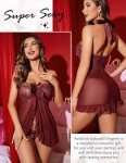 Avidlove Burgundy Lace Babydoll Christmas Lingerie