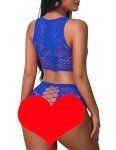 Avidlove Blue Fishnet Bra and Panty Set