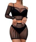 Sexy Black Fishnet Lingerie Set for Women