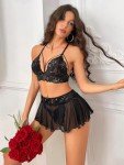 Naughty Black Lace Lingerie Set for Women
