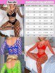 Aucute Women's Red Fishnet Bodystocking Lingerie Set