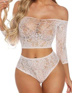 RSLOVE Women's Sexy Fishnet Babydoll Lingerie Set