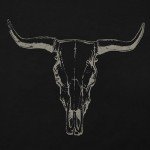VILOVE Cowgirl Shirts for Women Boho Cow Skull Shirt Vintage Western Rodeo Graphic Tee Short Sleeve Bull Skull Top Black