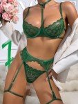 Sassy Green Lace Garter Belt Lingerie Set