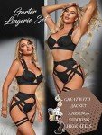 Sexy 4-Piece Lace Strappy Garter Lingerie Set