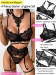 Floral Lace Garter Lingerie Set for Women