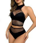 Buitifo Women's Black Fishnet Lingerie Set