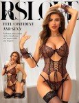 RSLOVE Women's Lace Garter Teddy Lingerie Set