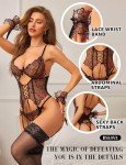 RSLOVE Women's Lace Garter Teddy Lingerie Set