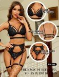 RSLOVE Lace Teddy Babydoll Lingerie Set in Black